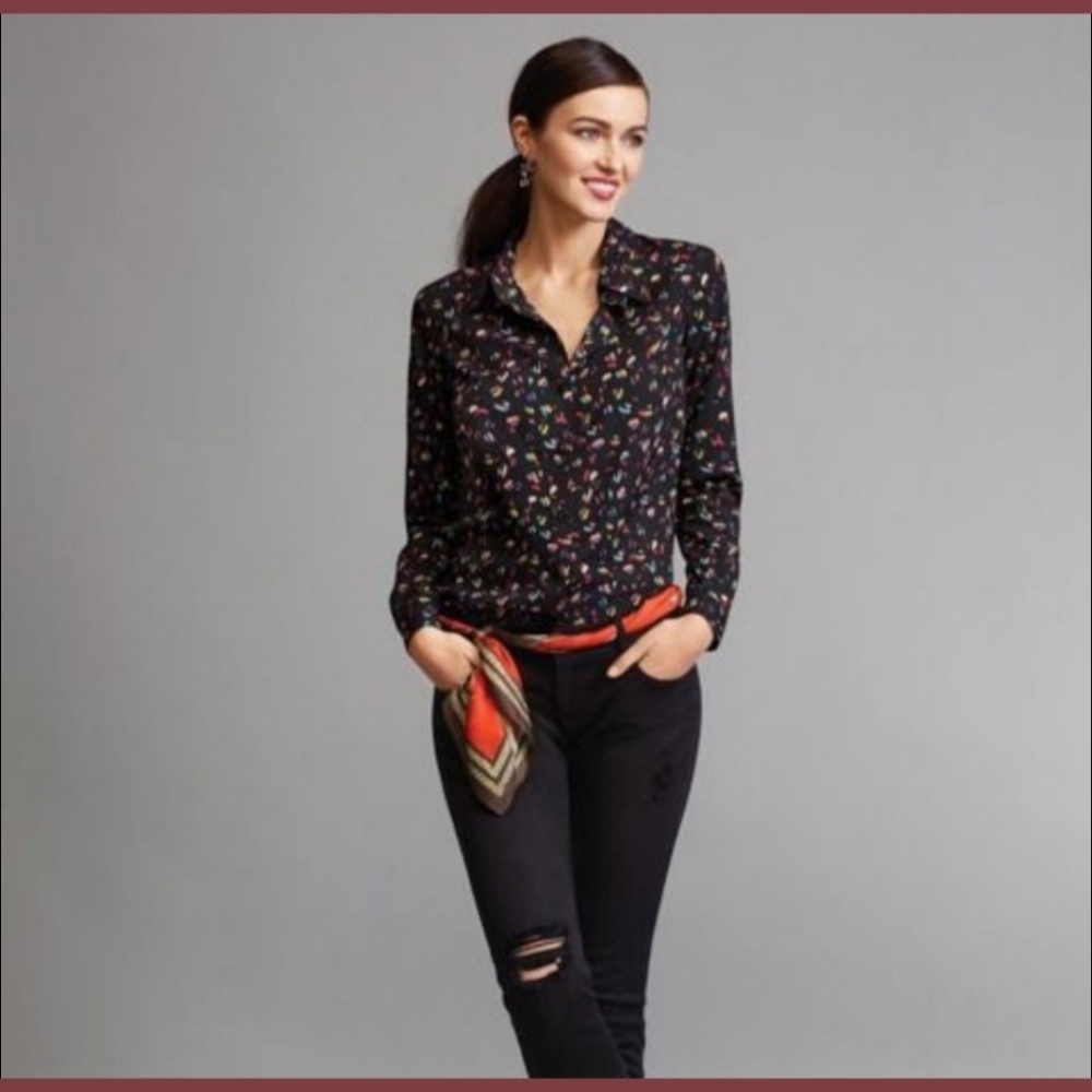 Cabi Ferris Confetti Print Button Front Blouse La… - image 4